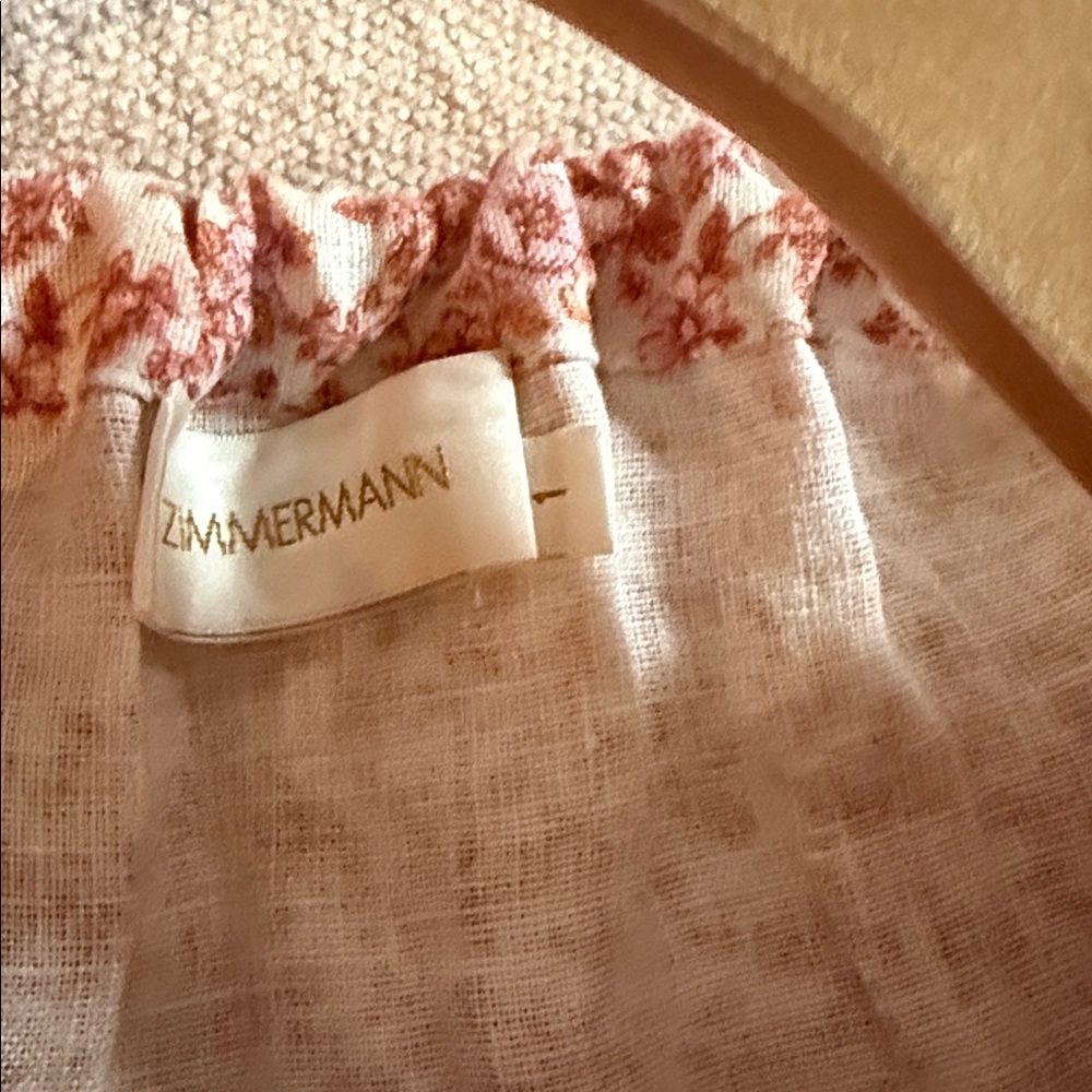 NWOT Zimmermann Pink Floral Tie-Neck Blouse - Picture 7 of 12